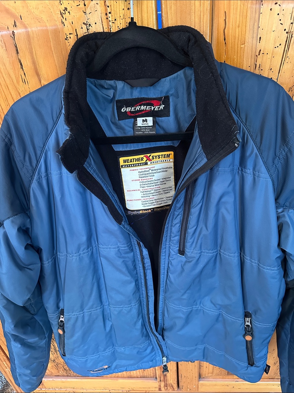 Obermeyer Men's Blue Ski Jacket with Black Collar